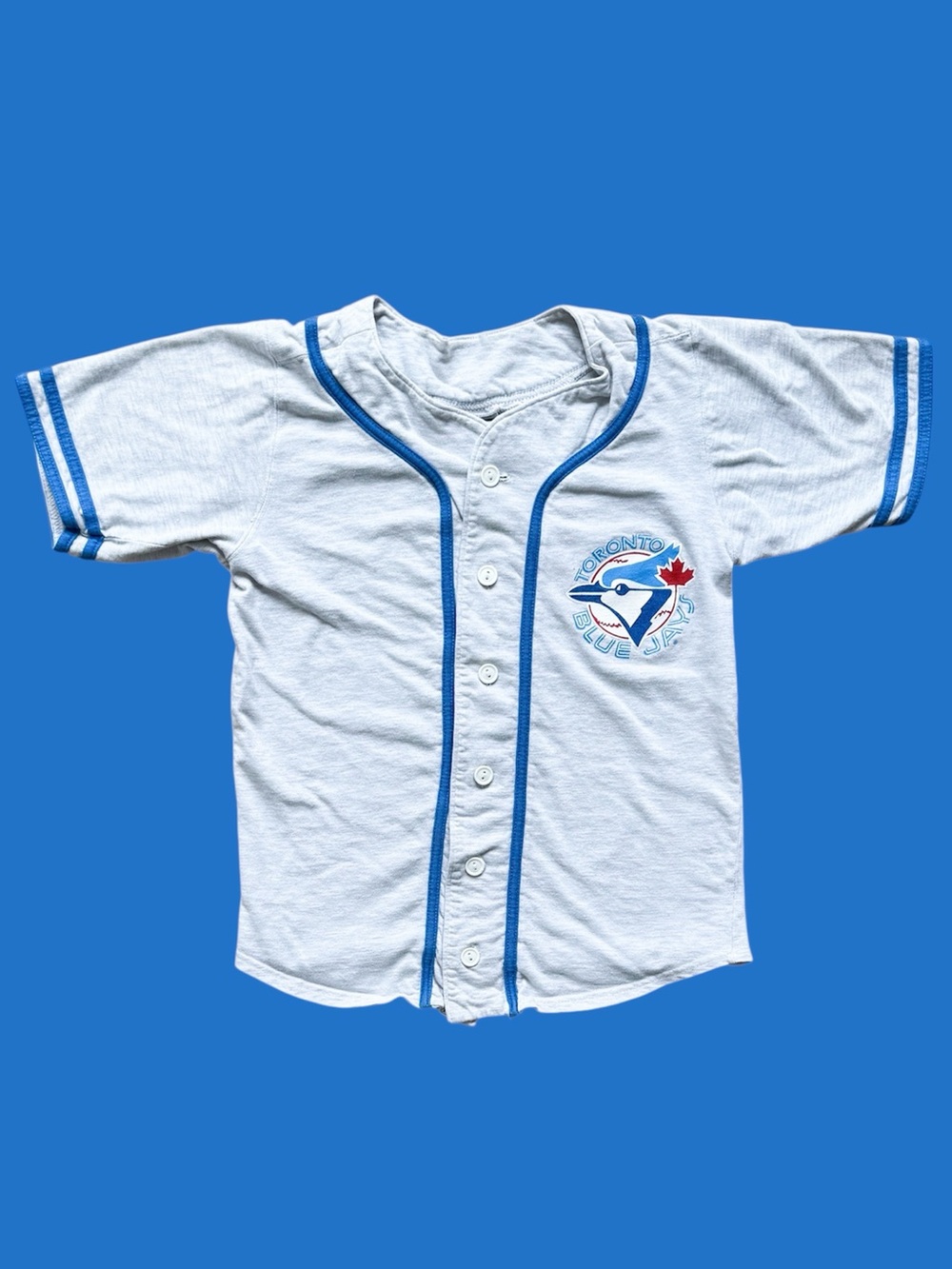 Vtg Sportrend Toronto Blue Jays MLB Button Up Shirt Youth S 15.75x21.5 Blokecore